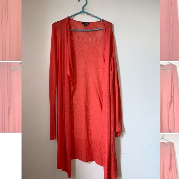 Le Chateau Red-Orange Long Cardigan - Picture 3 of 3